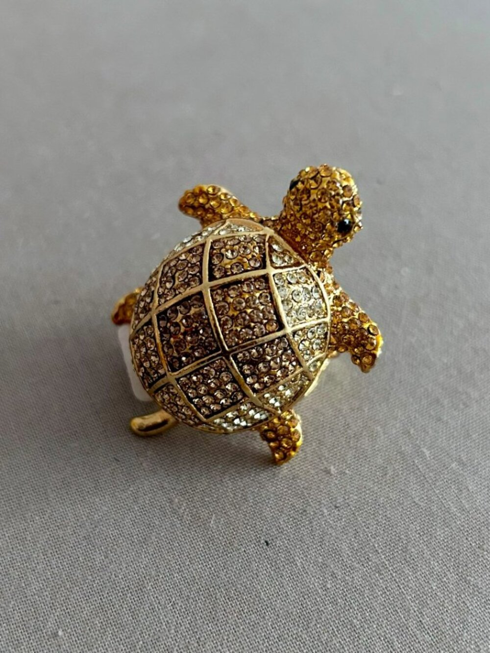Rhinestone Gold Turtle Ring